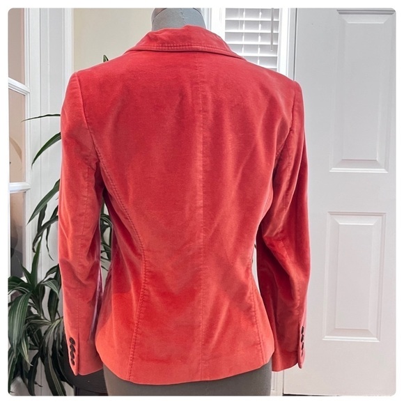 Talbots Vintage Burnt Orange Velvet Silk Blend 2 Button Blazer Petite Size 8 - Picture 5 of 14